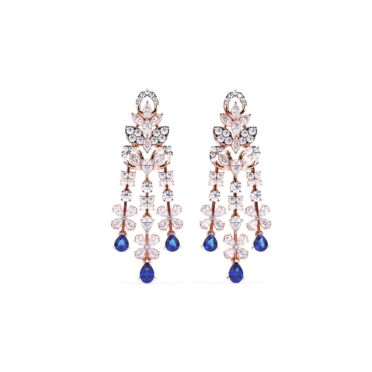 Tear drop Sapphire Necklace Matching Earrings