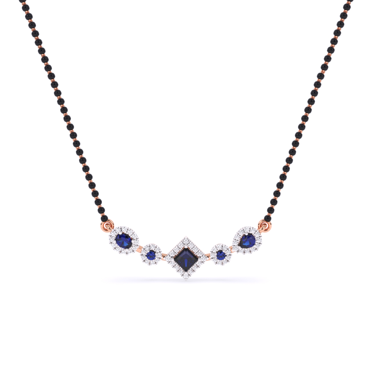Royal Blue Sapphire and Lab Diamond Mangalsutra