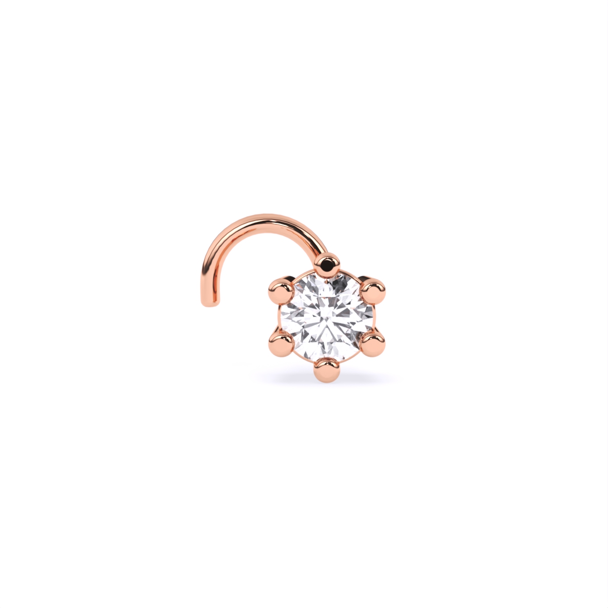 Gold Round Solitaire Nose Pin