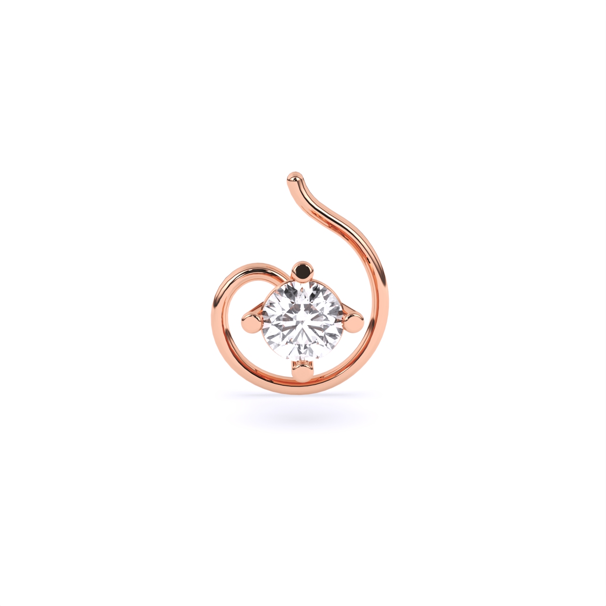 Round Four Prong lab Diamond Solitaire Nose Pin