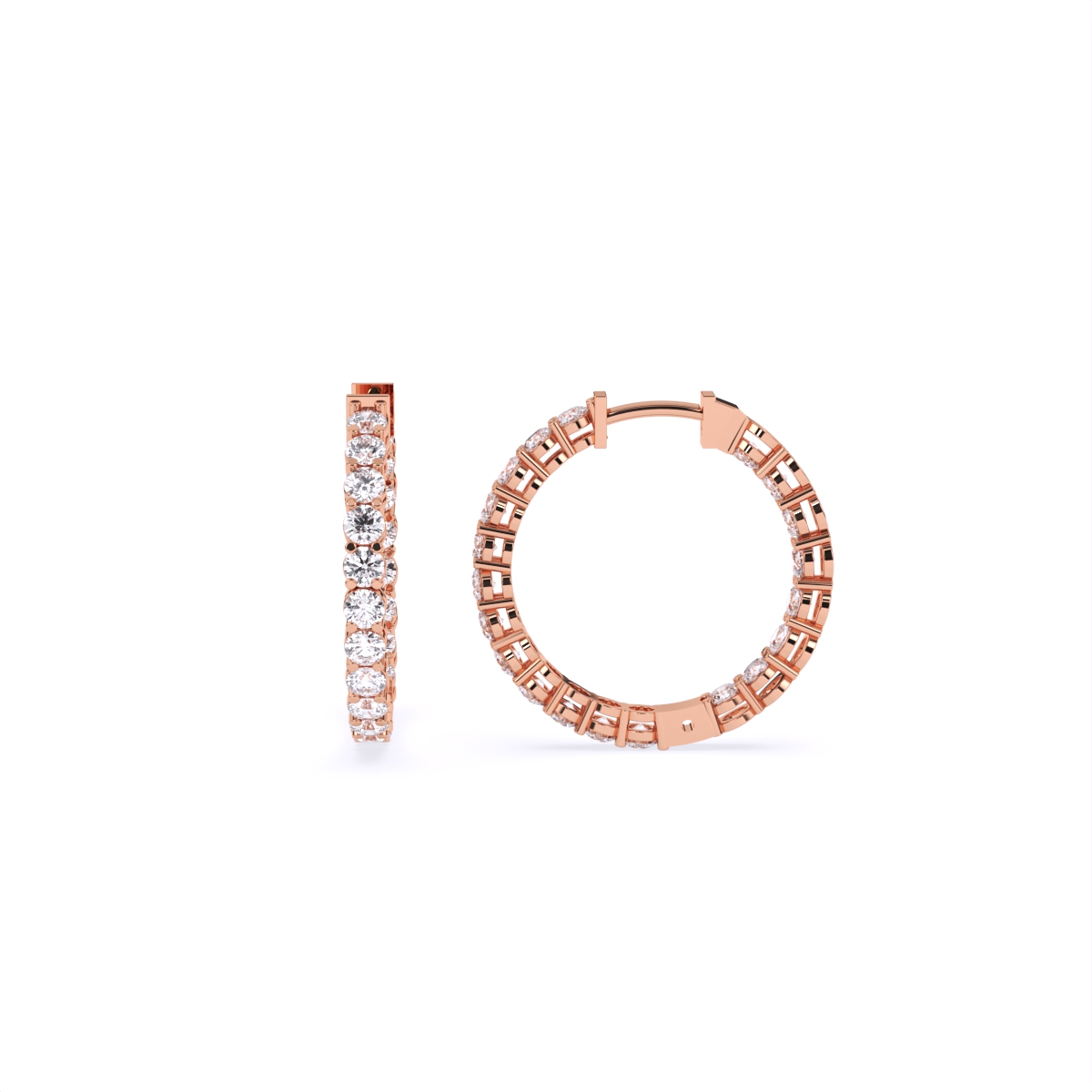 Fancy Round line Diamond Earrings